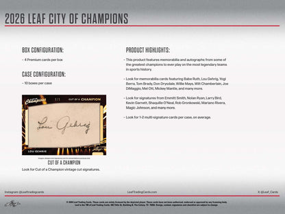 2026 Leaf City of Champions Hobby 10-Box Case