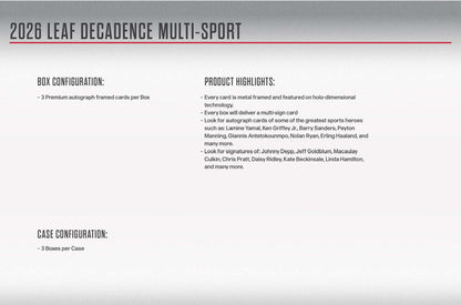 2026 Leaf Decadence Multi-Sport Hobby Box