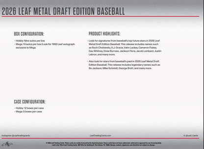 2026 Leaf Metal Draft Edition Baseball Hobby Box