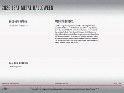 2026 Leaf Metal Halloween Hobby 10-Box Case