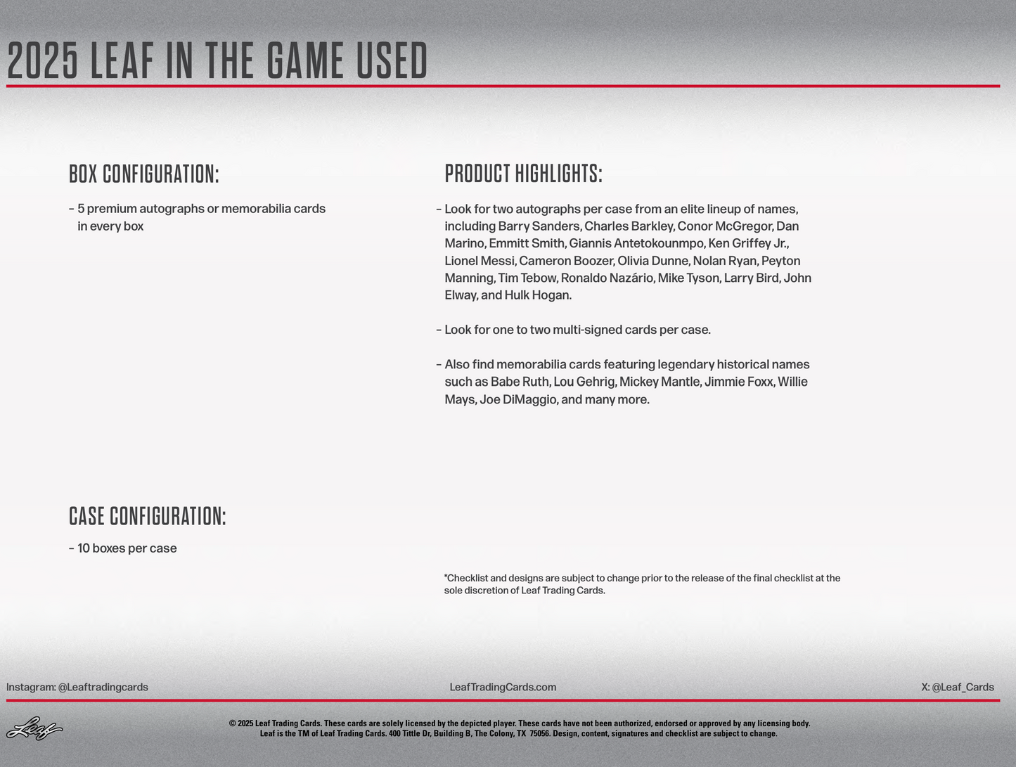 2025 Leaf In The Game Used Emerald Edition Box