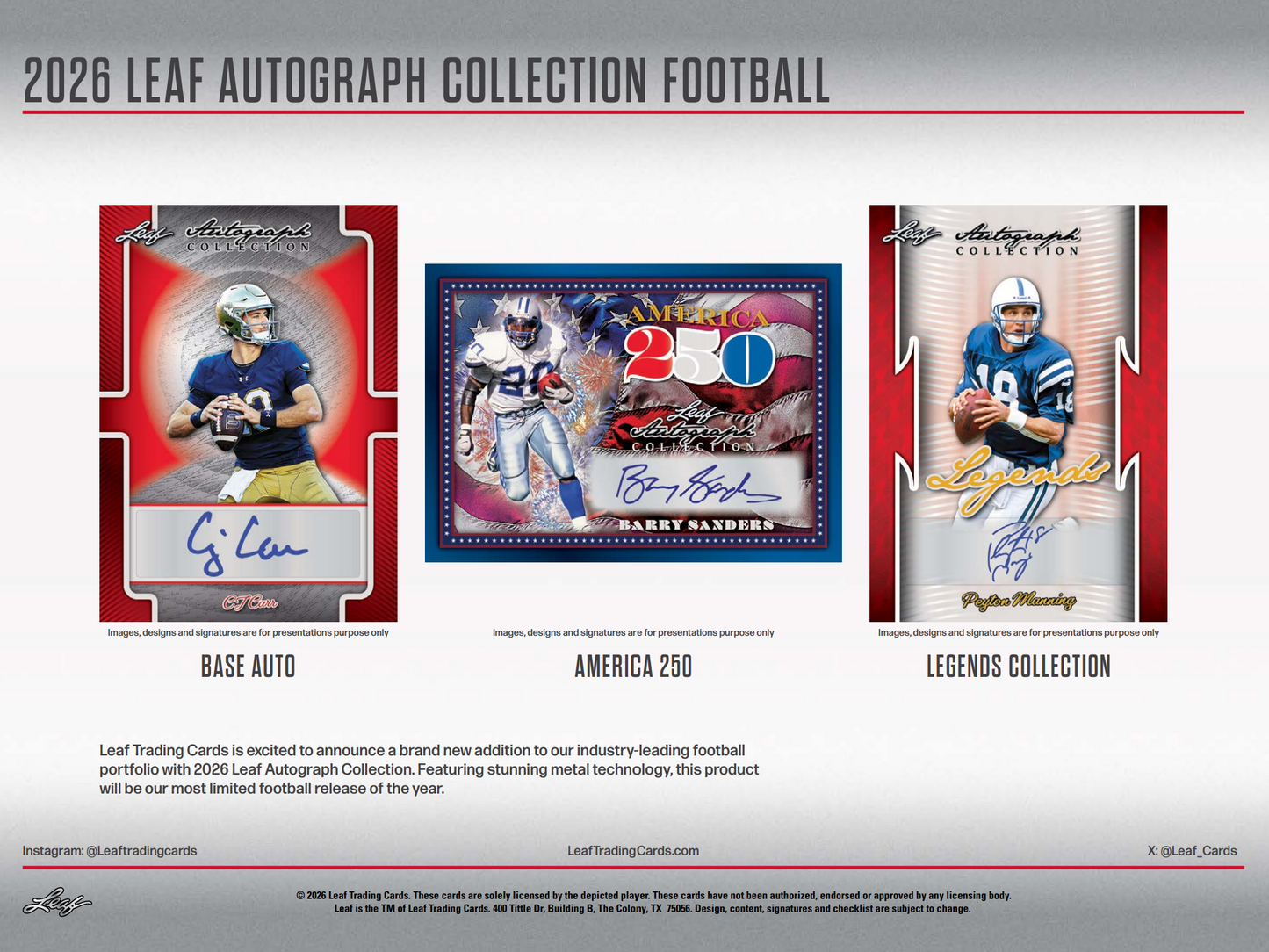 2026 Leaf Autograph Collection Football Jumbo Hobby 8-Box Case