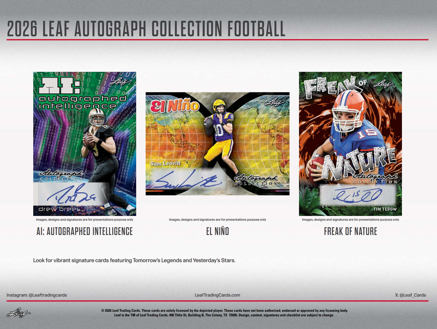 2026 Leaf Autograph Collection Football Jumbo Hobby 8-Box Case