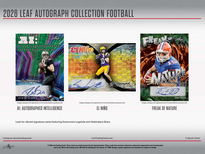 2026 Leaf Autograph Collection Football Jumbo Hobby 8-Box Case