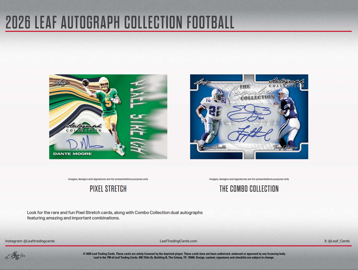 2026 Leaf Autograph Collection Football Jumbo Hobby 8-Box Case