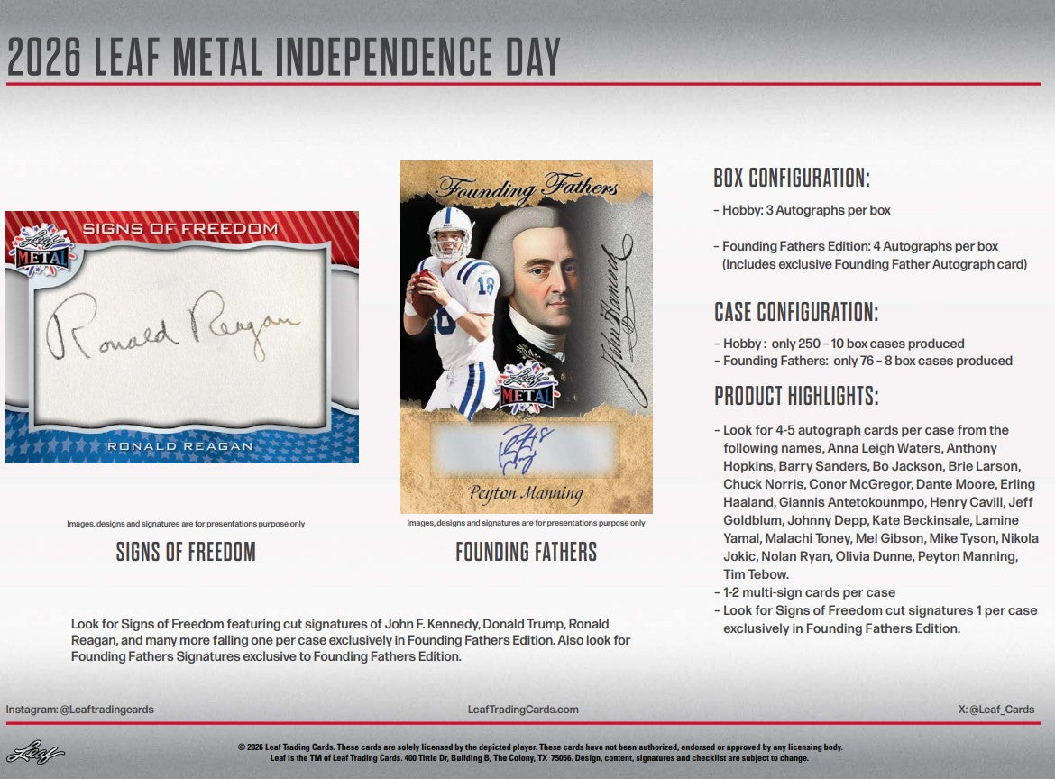 2026 Leaf Metal Independence Day Founding Fathers Box
