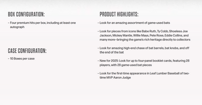 2025 Leaf Lumber Baseball Hobby Box Presale (Ships 12/26/2025)