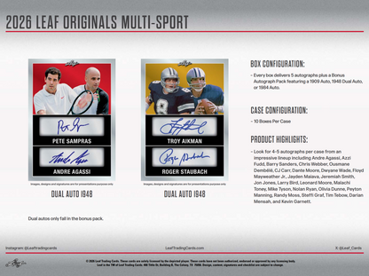 2026 Leaf Originals Multi-Sport Hobby 10-Box Case