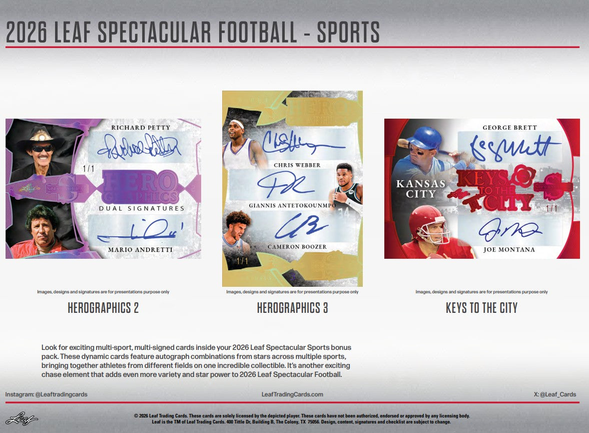 Leaf Spectacular Football Hobby 3-Box Case (2026)