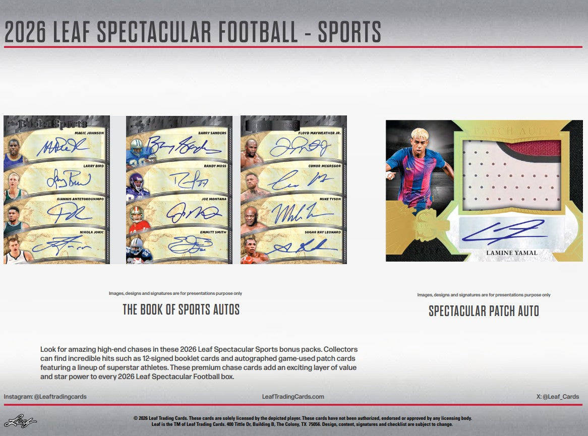 Leaf Spectacular Football Hobby 3-Box Case (2026)