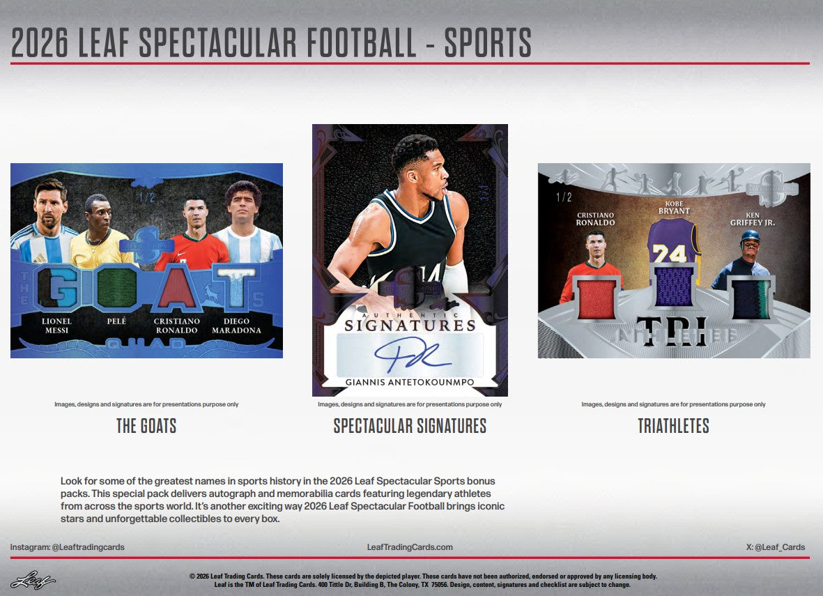 Leaf Spectacular Football Hobby 3-Box Case (2026)