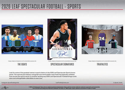 Leaf Spectacular Football Hobby 3-Box Case (2026)