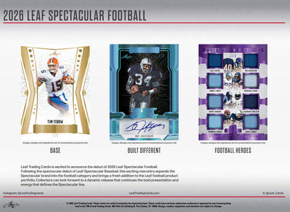 Leaf Spectacular Football Hobby 3-Box Case (2026)