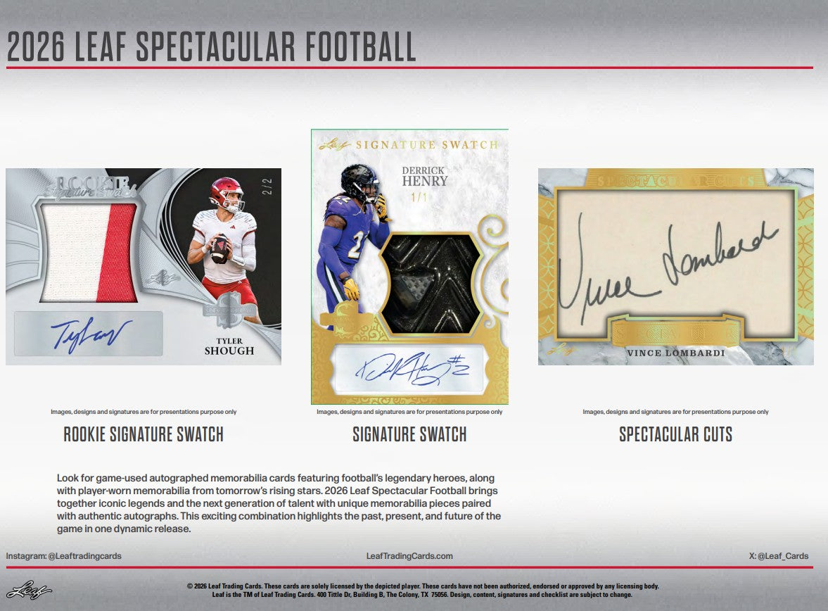 Leaf Spectacular Football Hobby 3-Box Case (2026)
