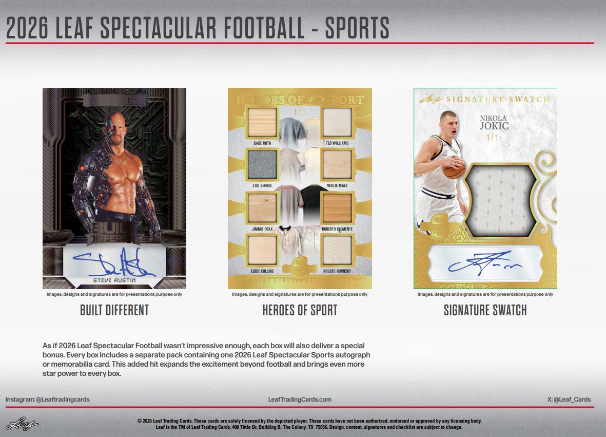 Leaf Spectacular Football Hobby 3-Box Case (2026)