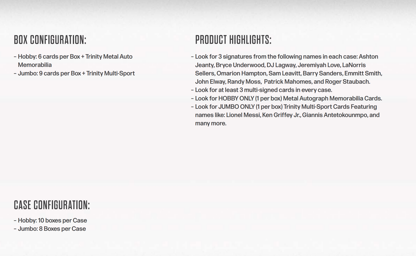 2025 Leaf Trinity Football Hobby Box Presale (Ships 12/5/2025)