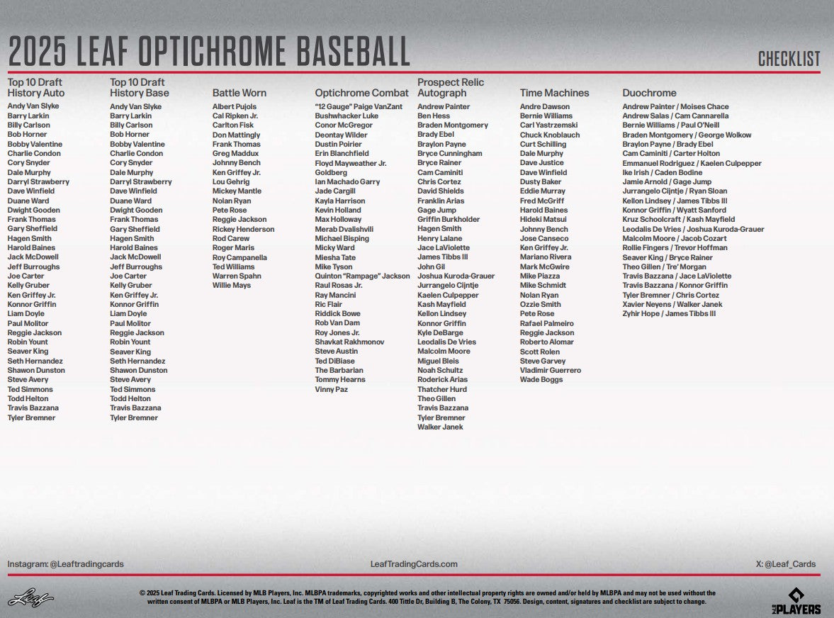 2025 Leaf Optichrome Baseball Jumbo Hobby Box