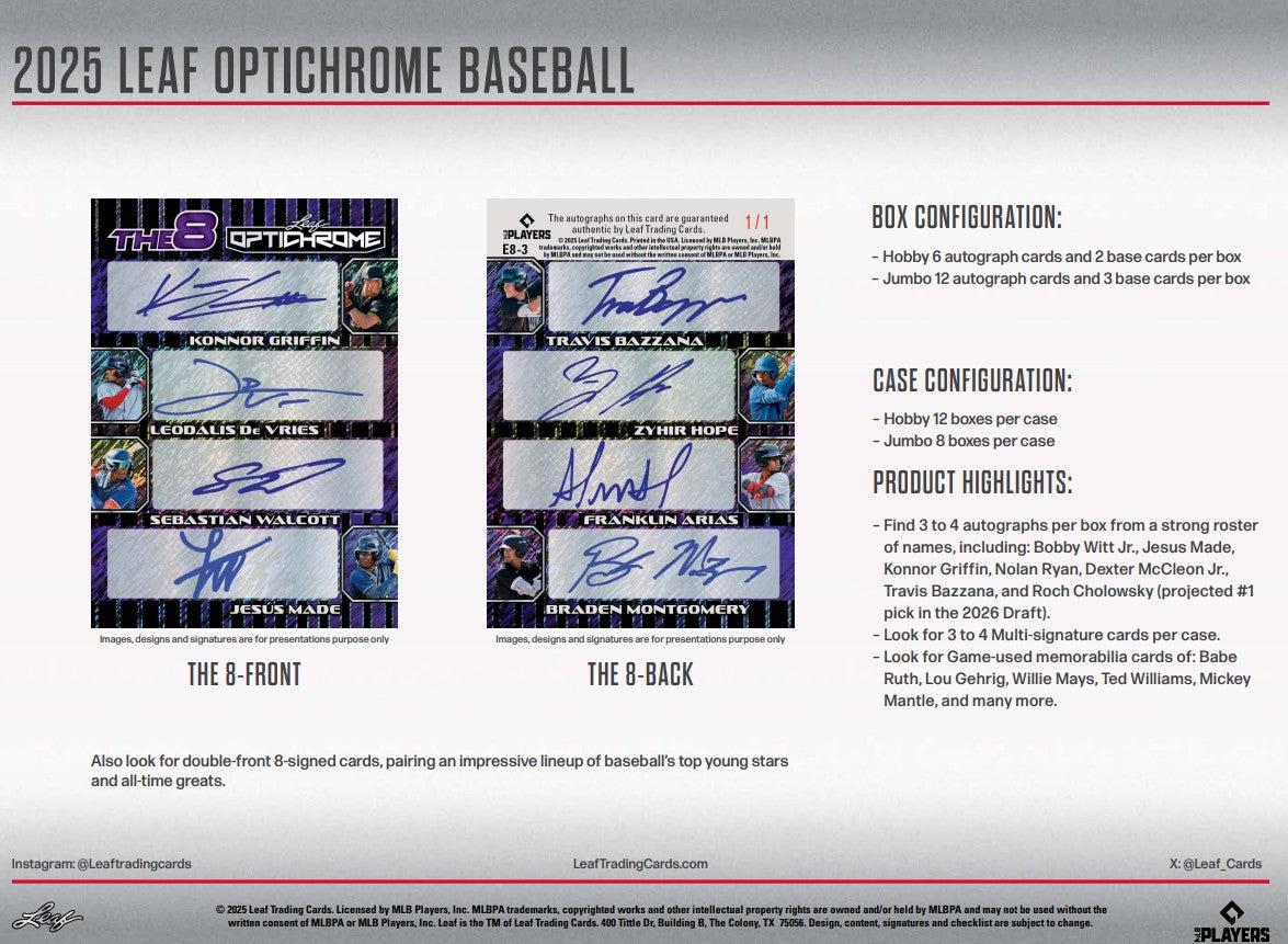 2025 Leaf Optichrome Baseball Jumbo Hobby Box