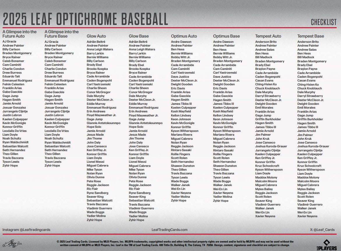 2025 Leaf Optichrome Baseball Jumbo Hobby Box