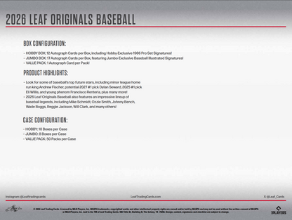 2026 Leaf Originals Baseball Value 50-Pack Case