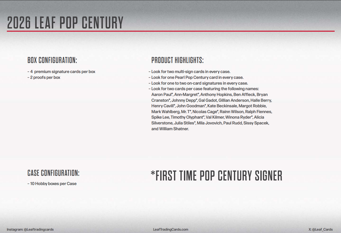 Leaf Pop Century Hobby 10-Box Case (2026)