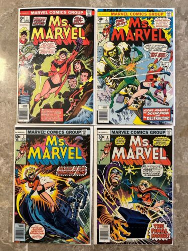 Ms. Marvel #1,2,3,4 High Grade VF-VF+ (1977 Marvel Comics) - Starter Set