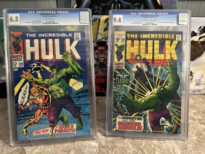 Incredible Hulk #103 6.5, #123 9.4 CGC  (1968 Marvel Comics)