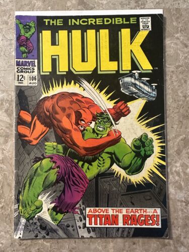 Incredible Hulk #106 (Marvel Comics 1968) - FN