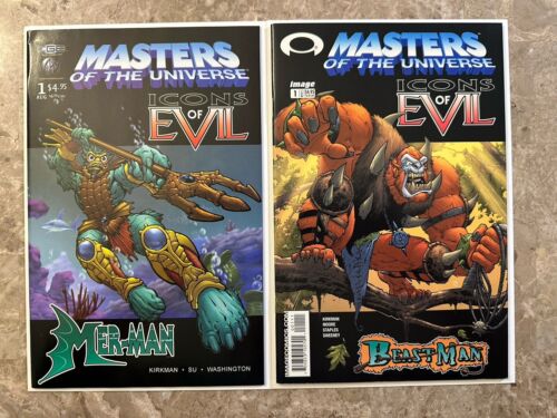 Masters Of The Universe Icons of Evil Beast Man and Mer-Man VF+ (2003 Image)