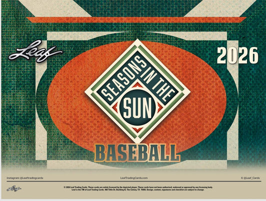 2026 Leaf Seasons In The Sun Baseball Hobby 10-Box Case