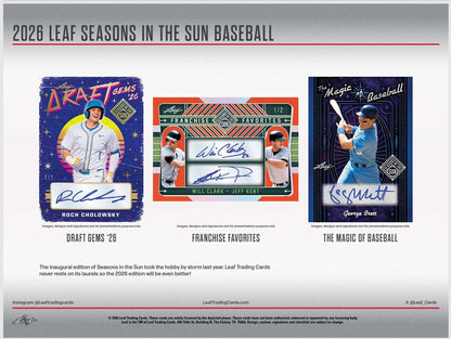2026 Leaf Seasons In The Sun Baseball Hobby 10-Box Case