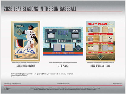 2026 Leaf Seasons In The Sun Baseball Hobby 10-Box Case