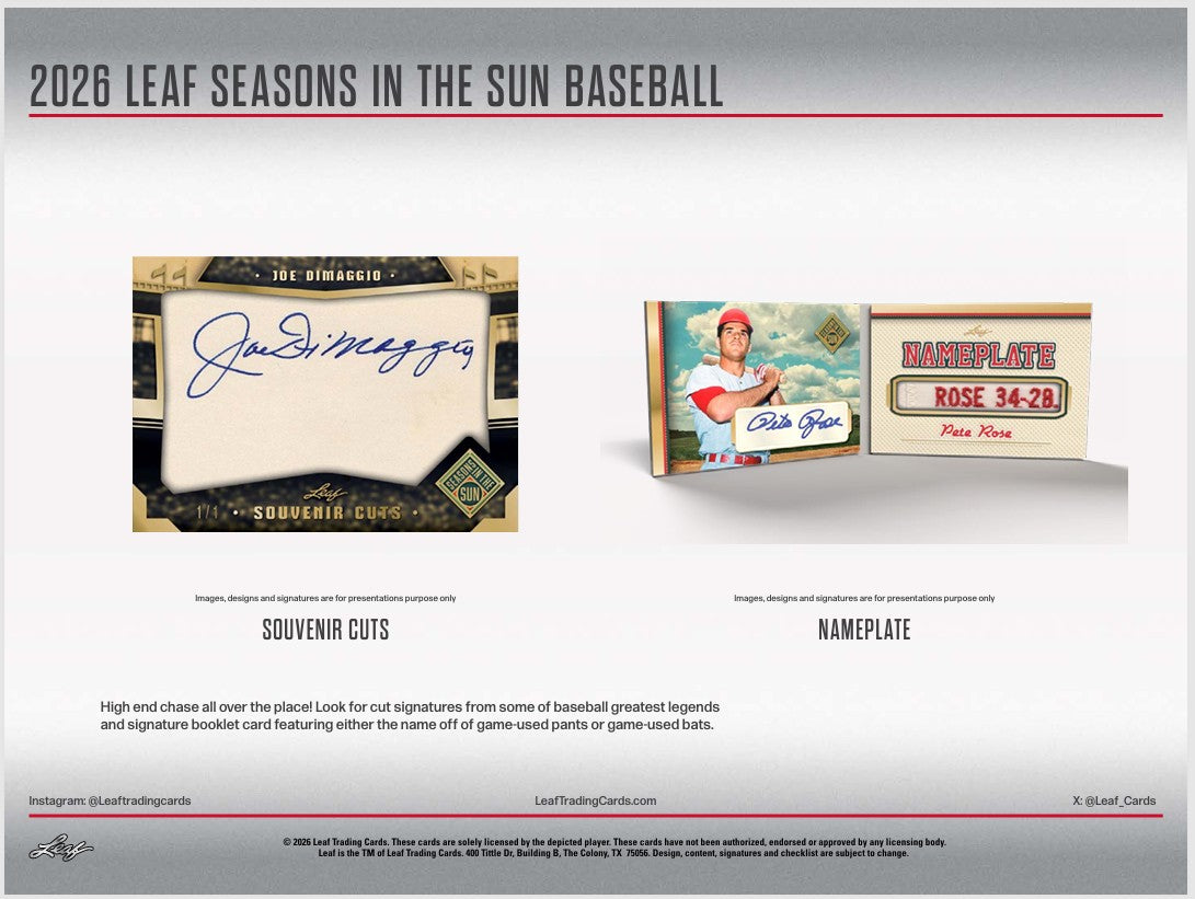 2026 Leaf Seasons In The Sun Baseball Hobby 10-Box Case