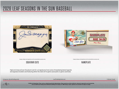 2026 Leaf Seasons In The Sun Baseball Hobby 10-Box Case
