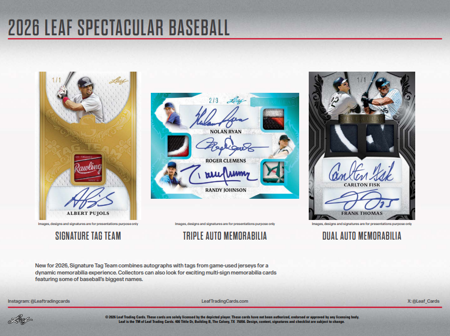 2026 Leaf Spectacular Baseball Hobby 3-Box Case