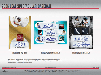 2026 Leaf Spectacular Baseball Hobby 3-Box Case