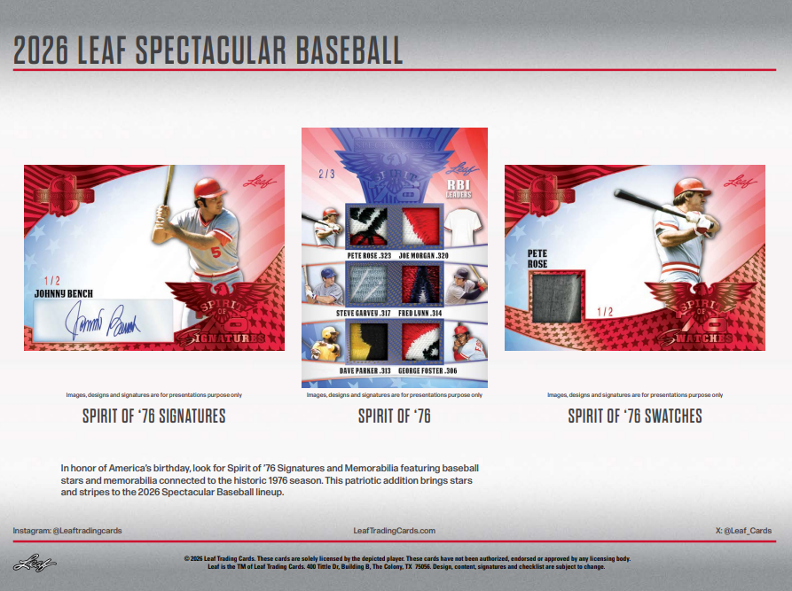 2026 Leaf Spectacular Baseball Hobby 3-Box Case