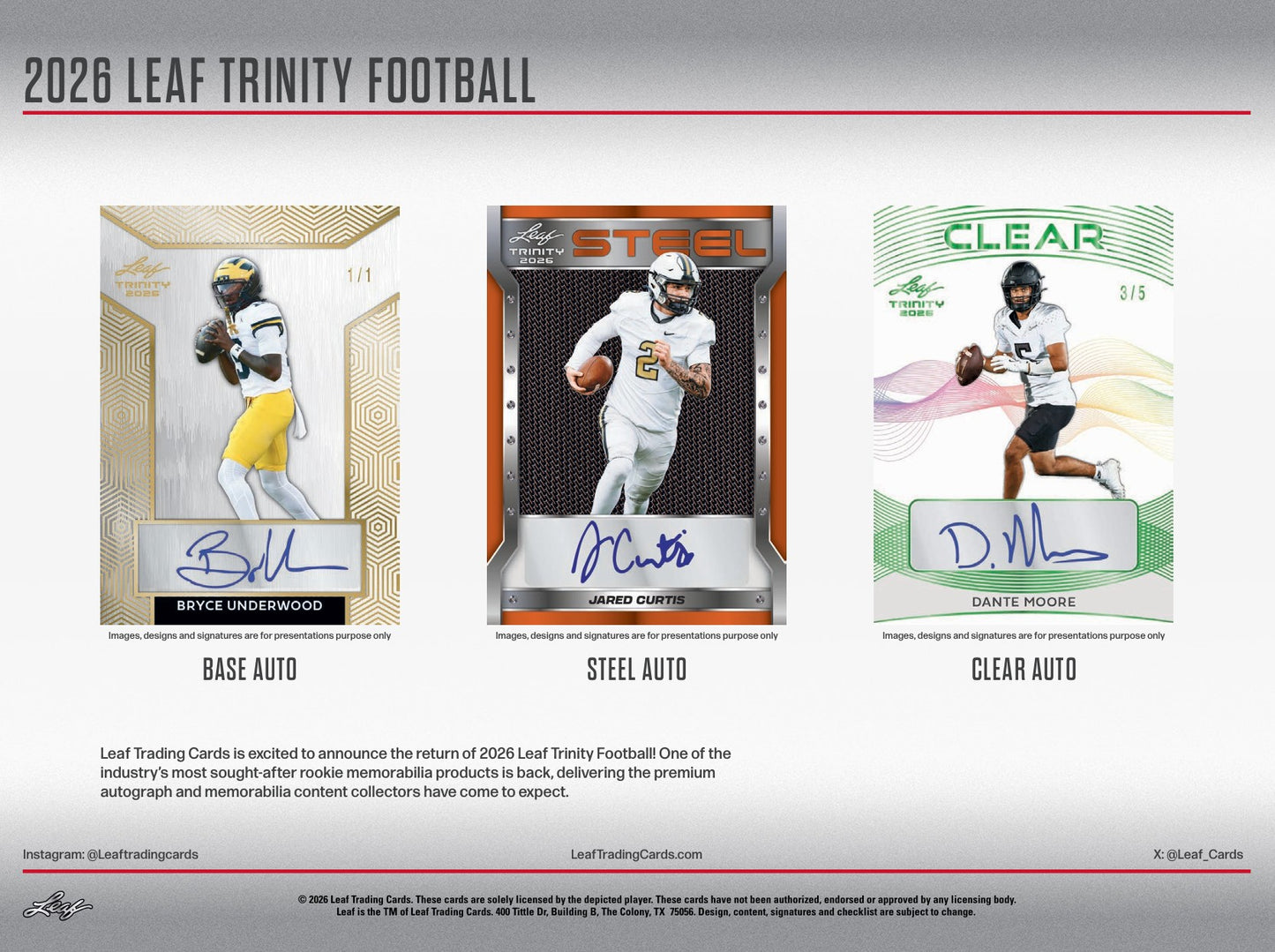 2026 Leaf Trinity Football Hobby Box