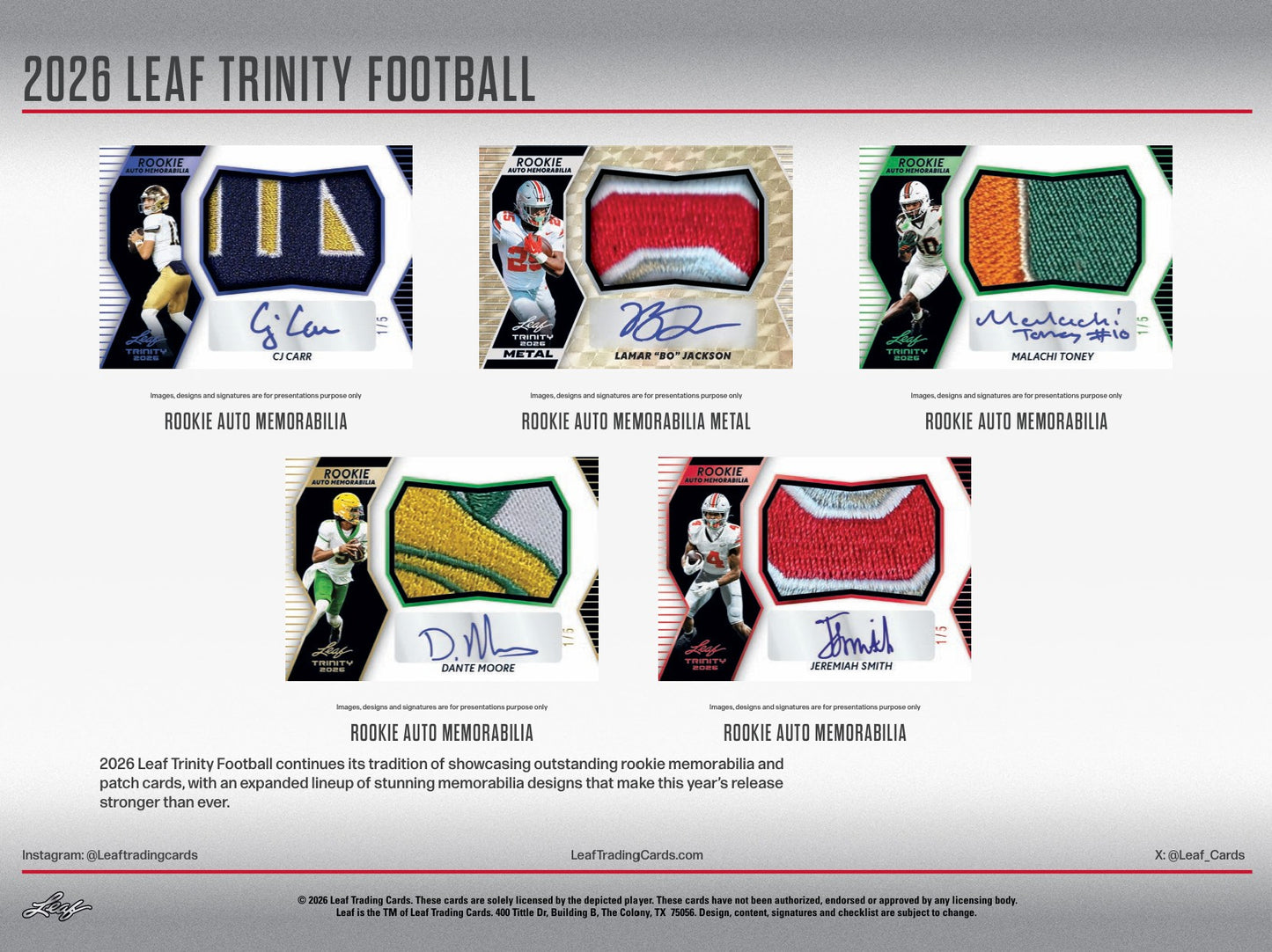 2026 Leaf Trinity Football Hobby Box
