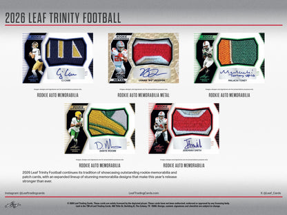 2026 Leaf Trinity Football Hobby Box