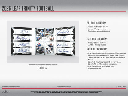 2026 Leaf Trinity Football Hobby Box