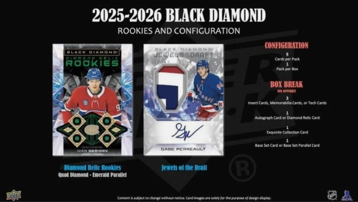 2025-26 Upper Deck Black Diamond Hockey Hobby Box - Sealed