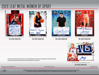2026 Leaf Metal Women of Sport Hobby 10-Box Case