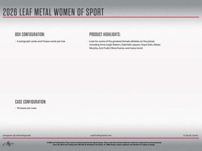 2026 Leaf Metal Women of Sport Hobby 10-Box Case