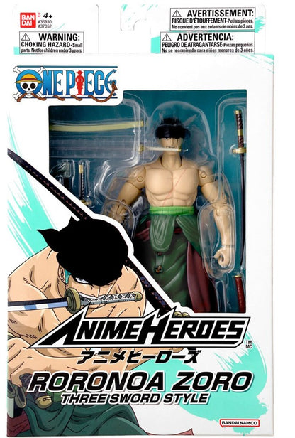 Bandai One Piece Anime Heroes Roronoa Zoro Three Sword Style Figure