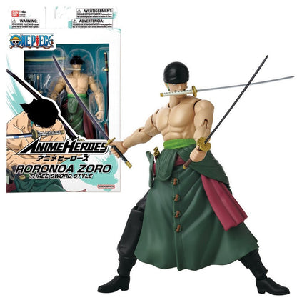 Bandai One Piece Anime Heroes Roronoa Zoro Three Sword Style Figure